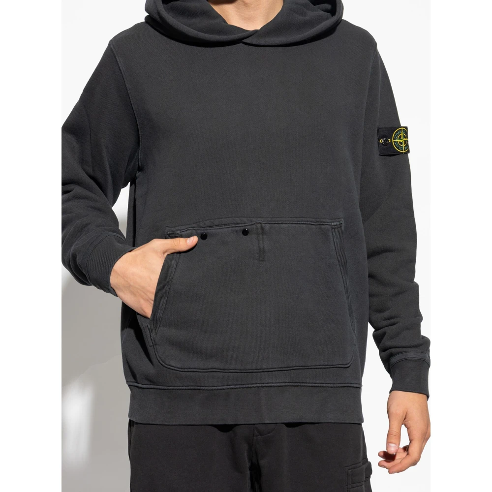 Stone Island Kompas Applicatie Zwarte Sweater Black Heren