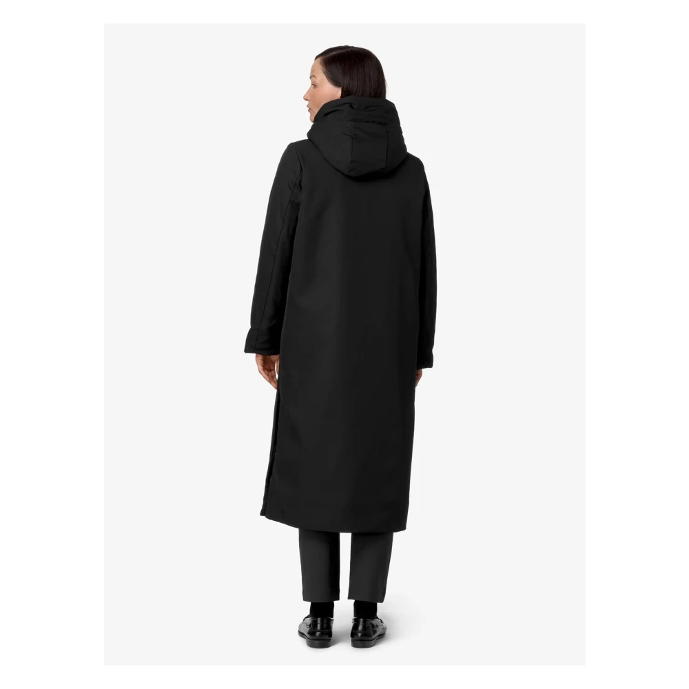 K-way Zwarte Natuurlijke Twill Bontjas Black Dames
