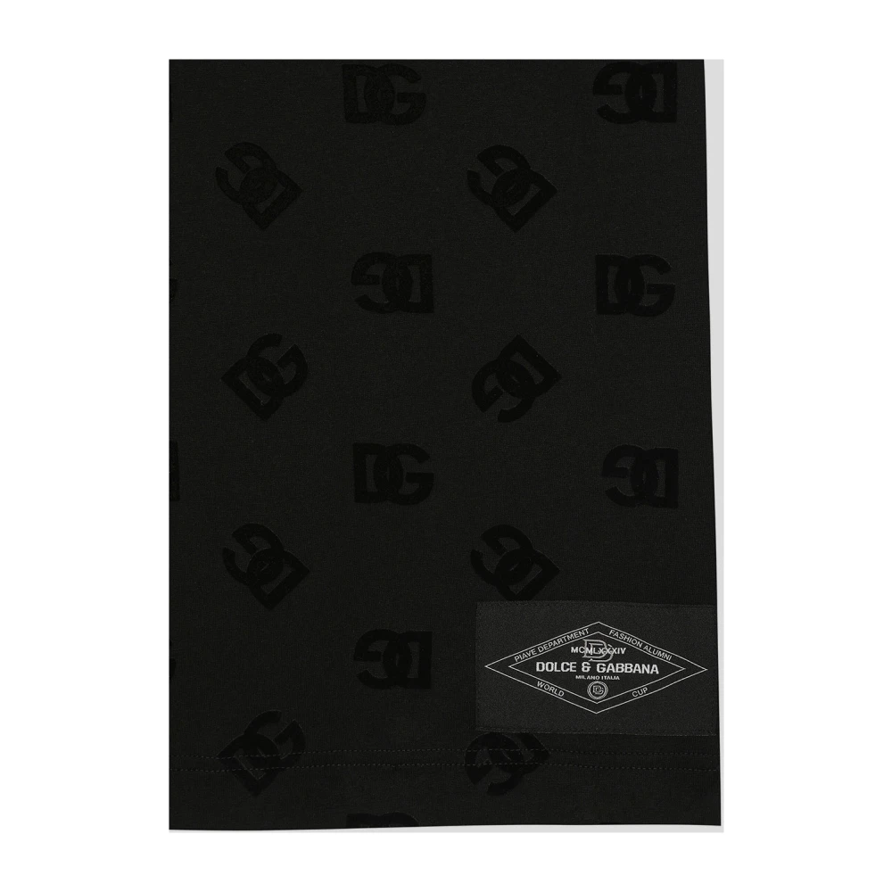 Dolce & Gabbana Flocked Katoenen T-shirt Black Heren