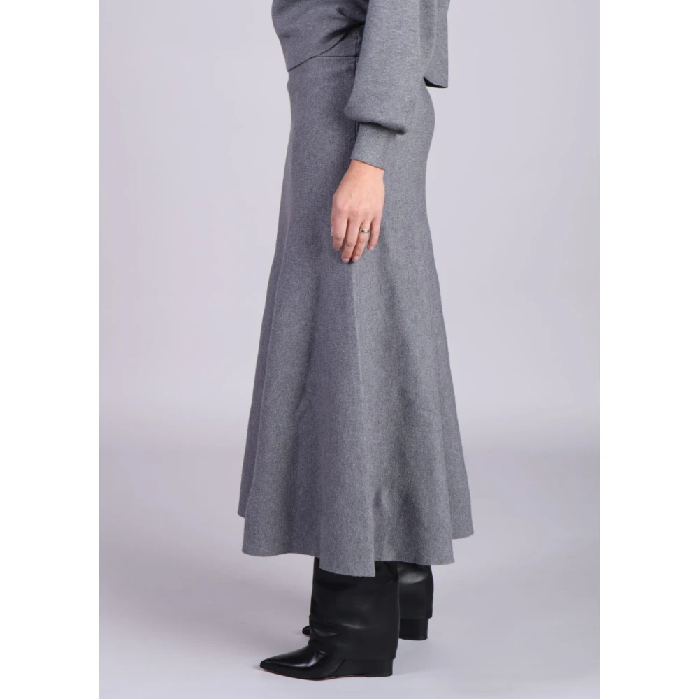 moss copenhagen Grijze Gebreide Lange Rok Gray Dames