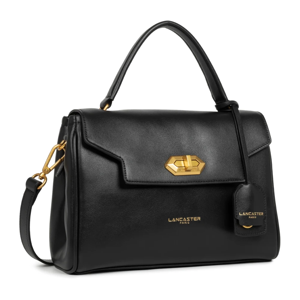 Lancaster Flap Handtas met Metalen Sluiting Black Dames