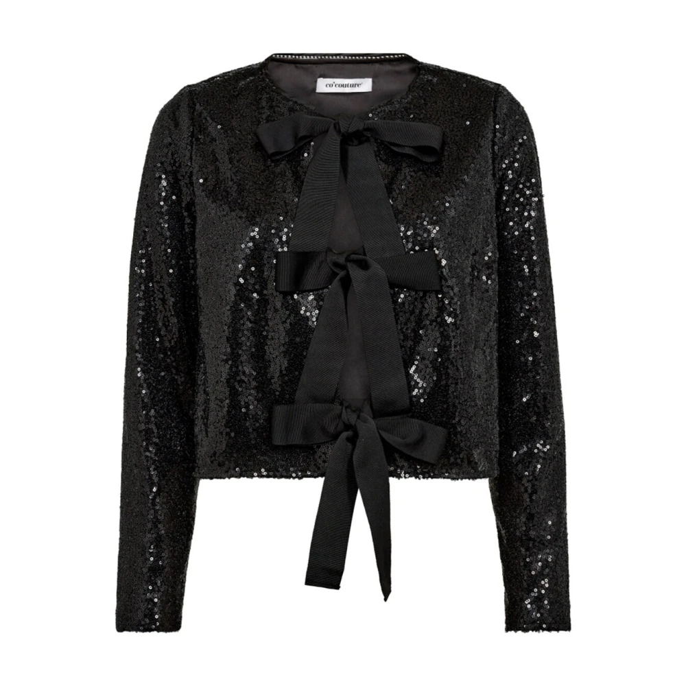 Co'Couture Sequin Bow Blouse StevieCC Black Dames