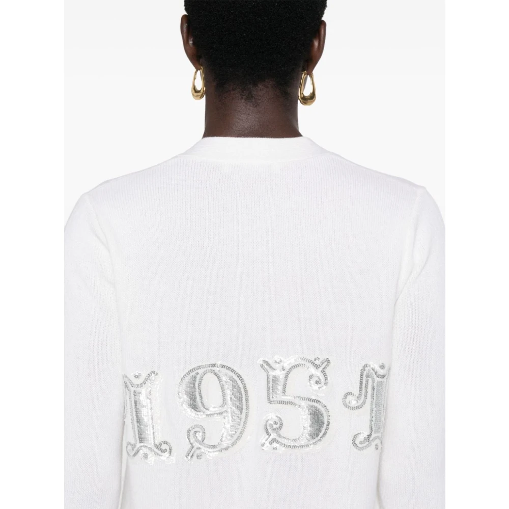 Max Mara Roomwitte Wol-Kasjmier Trui V-Hals White Dames