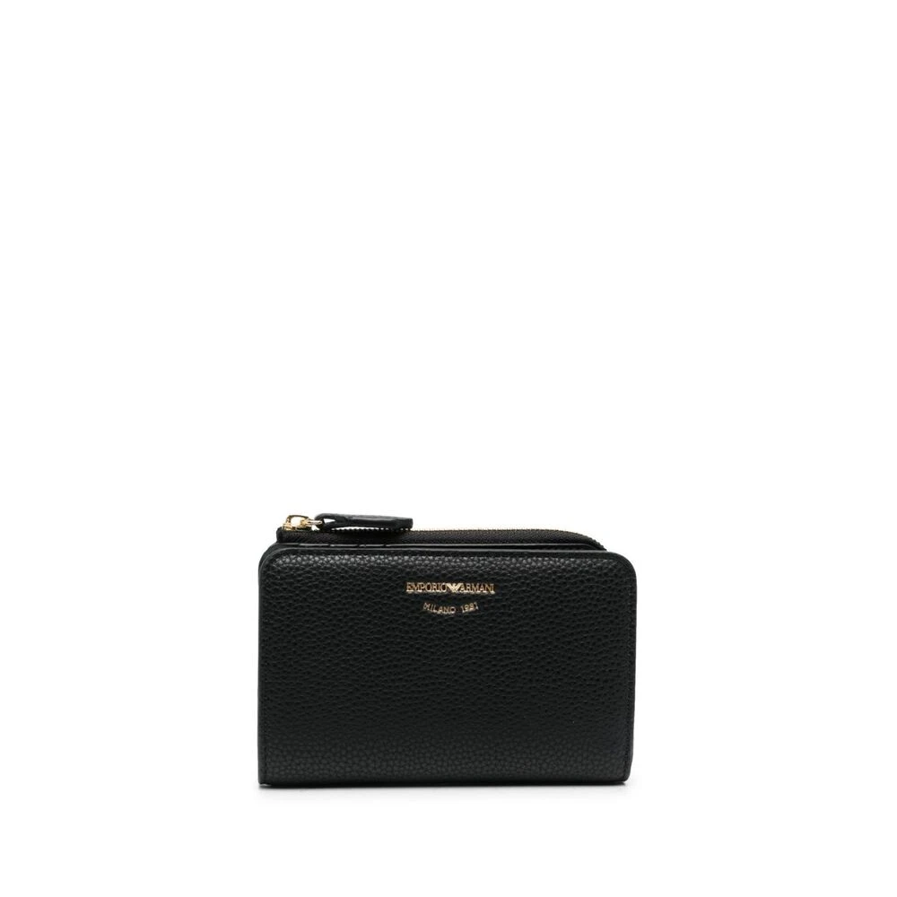 Emporio Armani Gegraveerde Logo Leren Kaarthouder Black Dames