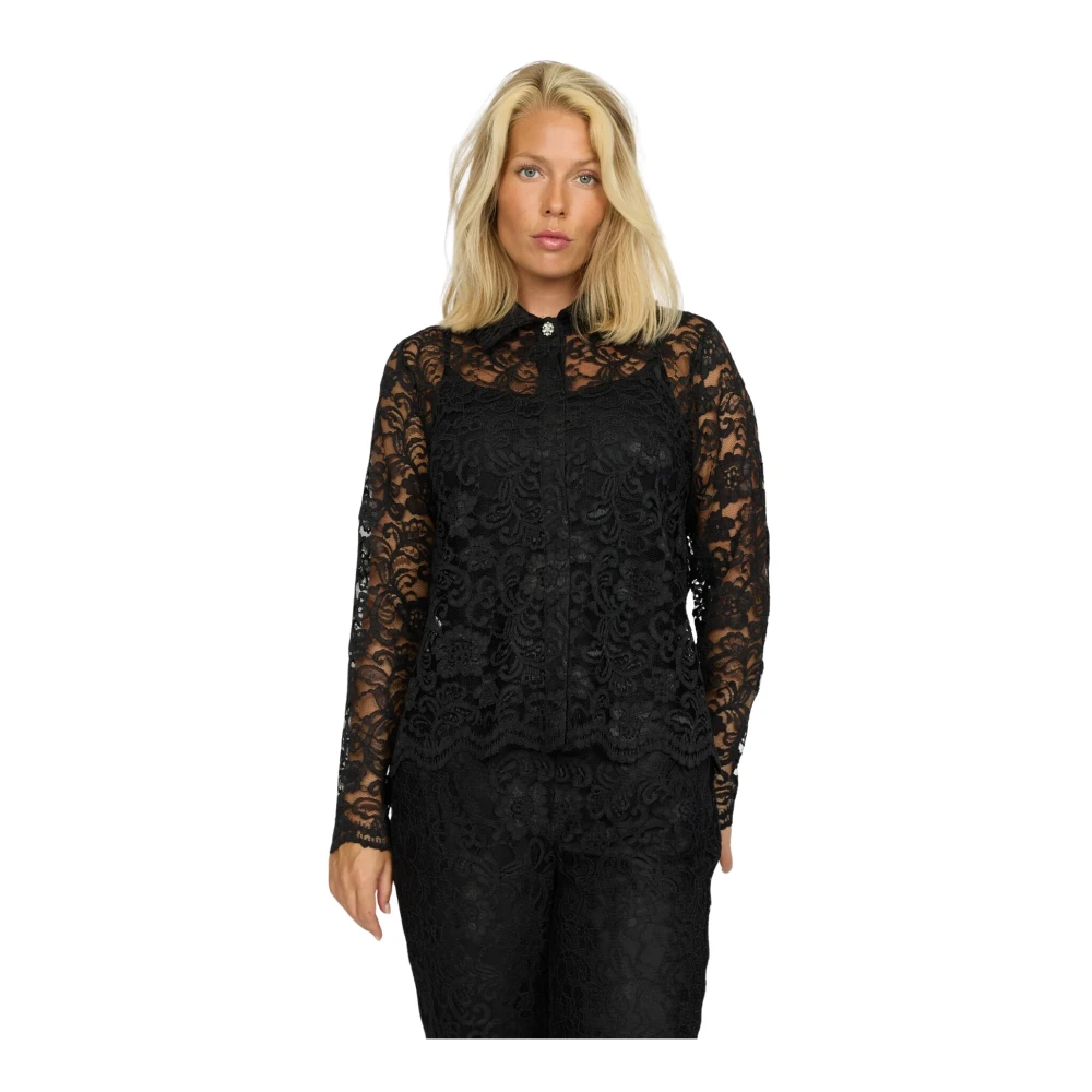 2-Biz Oversized Hemd mit V-Ausschnitt Black Dames