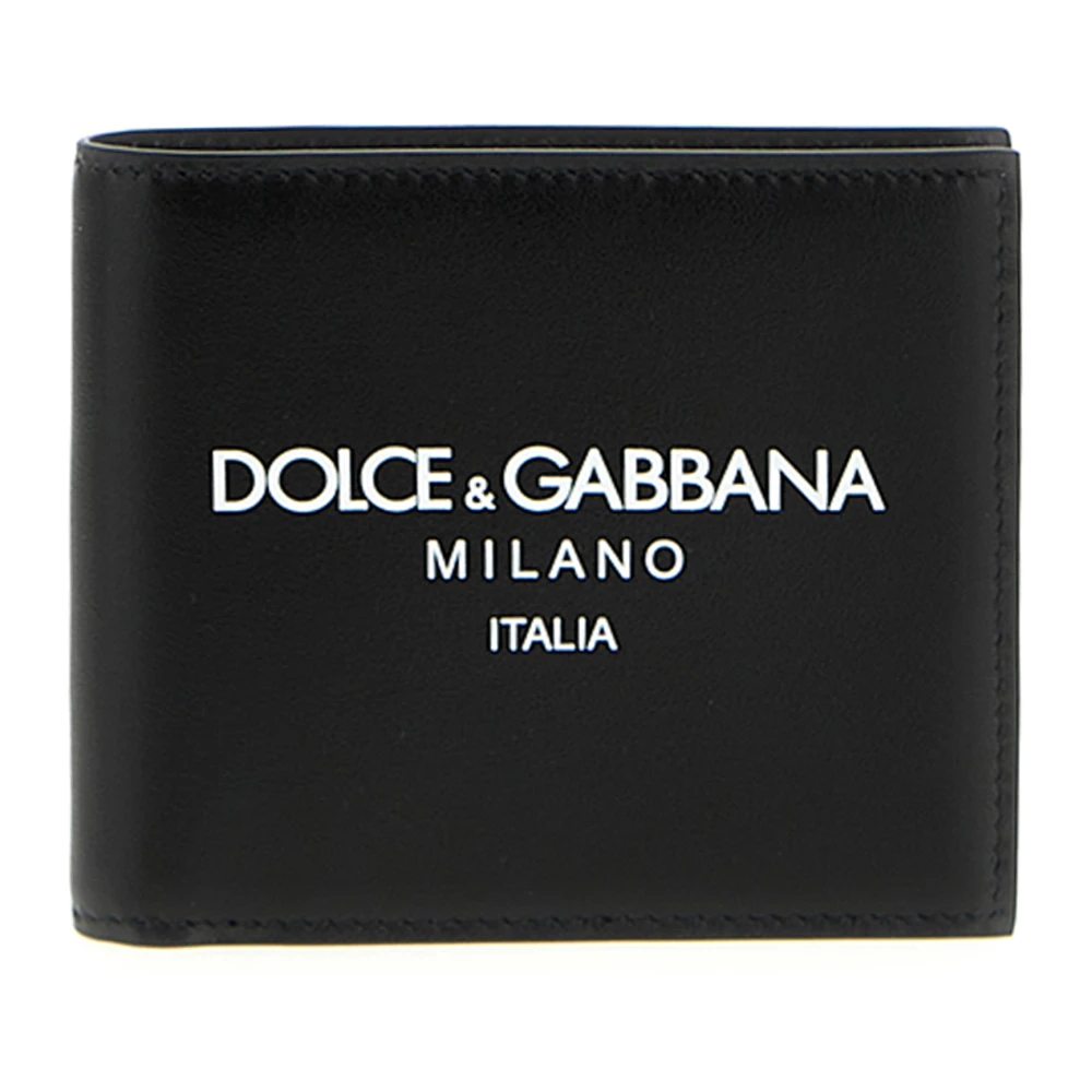 Dolce & Gabbana Men's Black Wallets & Cardholders, One Size, Calfskin Bifold Wallet With Logo