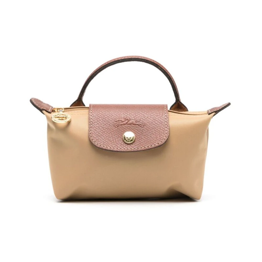 Longchamp Mosterdgele Leren Handtas met Ingedrukt Logo Yellow Dames