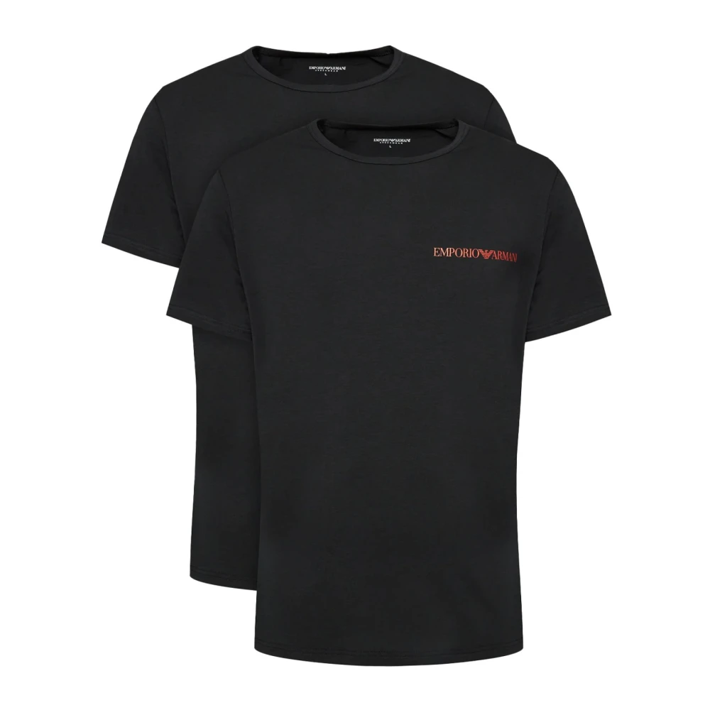 Emporio Armani 2-Pack Stretch Katoenen T-shirts Zwart Black Heren
