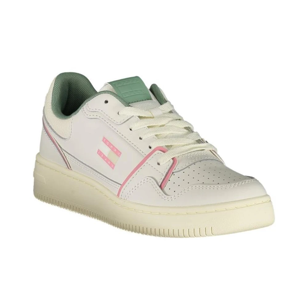 Tommy Hilfiger Women's White Sneakers, 3 Uk, Chic Lace-Up Trainers With Contrasting Details