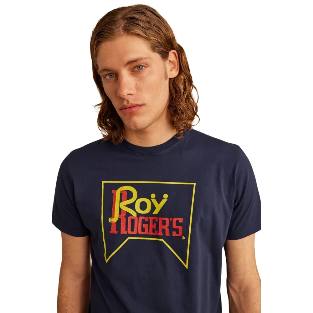 Roy Roger's Korte Mouw T-shirt Blue Heren