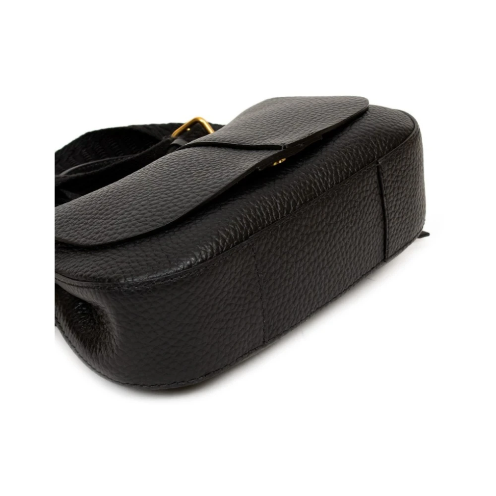 Gianni Chiarini Maxi Grain Leather Crossbody Tas Black Dames