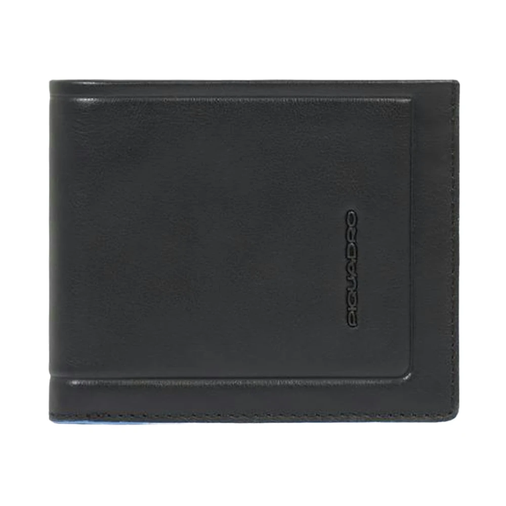 Piquadro Svart Men’s Leather Wallet With Removable Document Facility And Rfid Protection
