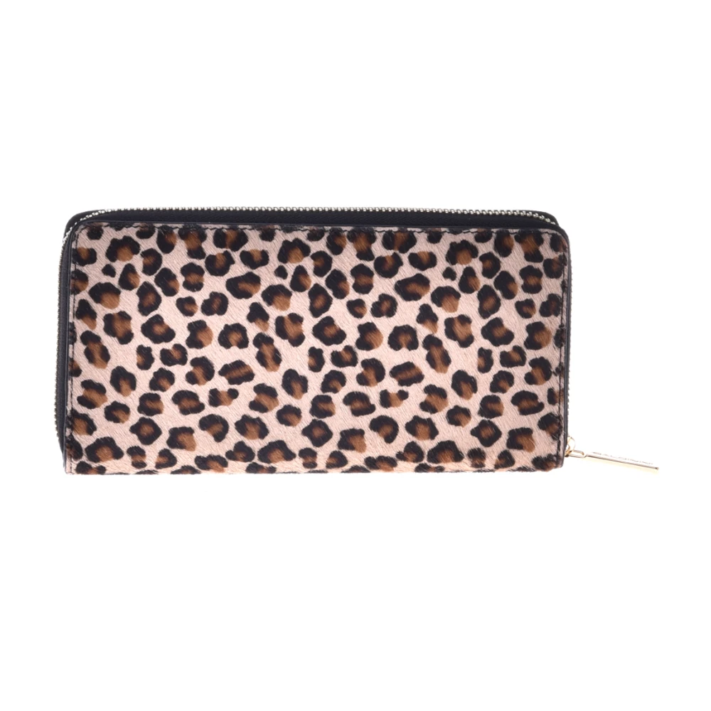 Baldinini Wallet in leopard-print pony skin with zip Multicolor Dames
