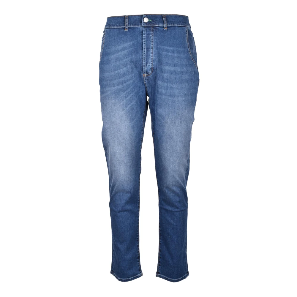 Daniele Alessandrini Grijze Katoen Elastaan Jeans Blue Heren