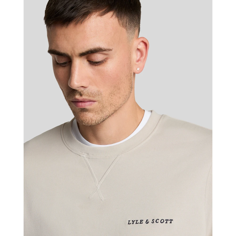 Lyle & Scott Mid Layers Loopback Geborduurde Crew Neck Sweatshirt Gray Heren