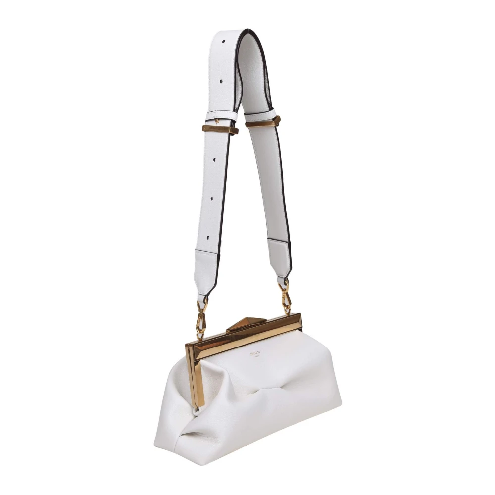 Jimmy Choo Melkwitte Leren Frame Clutch Tas Gray Dames