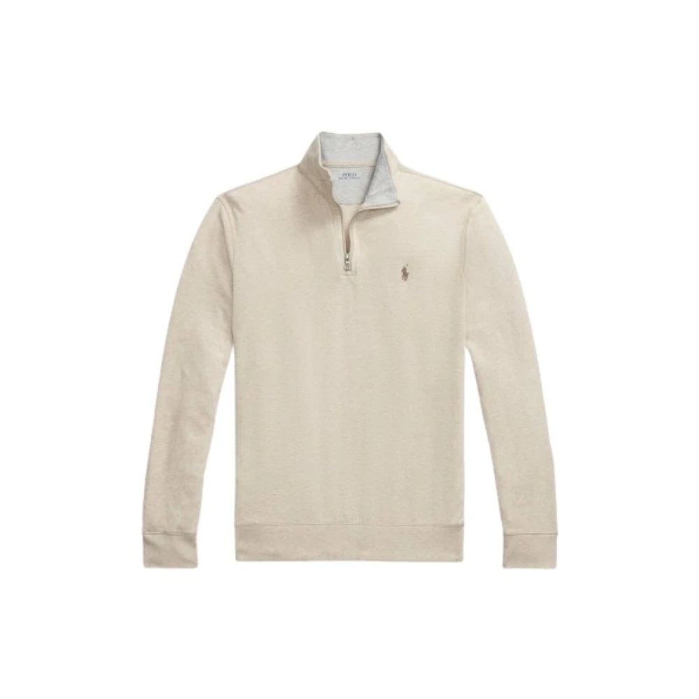 Polo Ralph Lauren Zijdezachte Half-Zip Katoenmix Trui Beige Heren