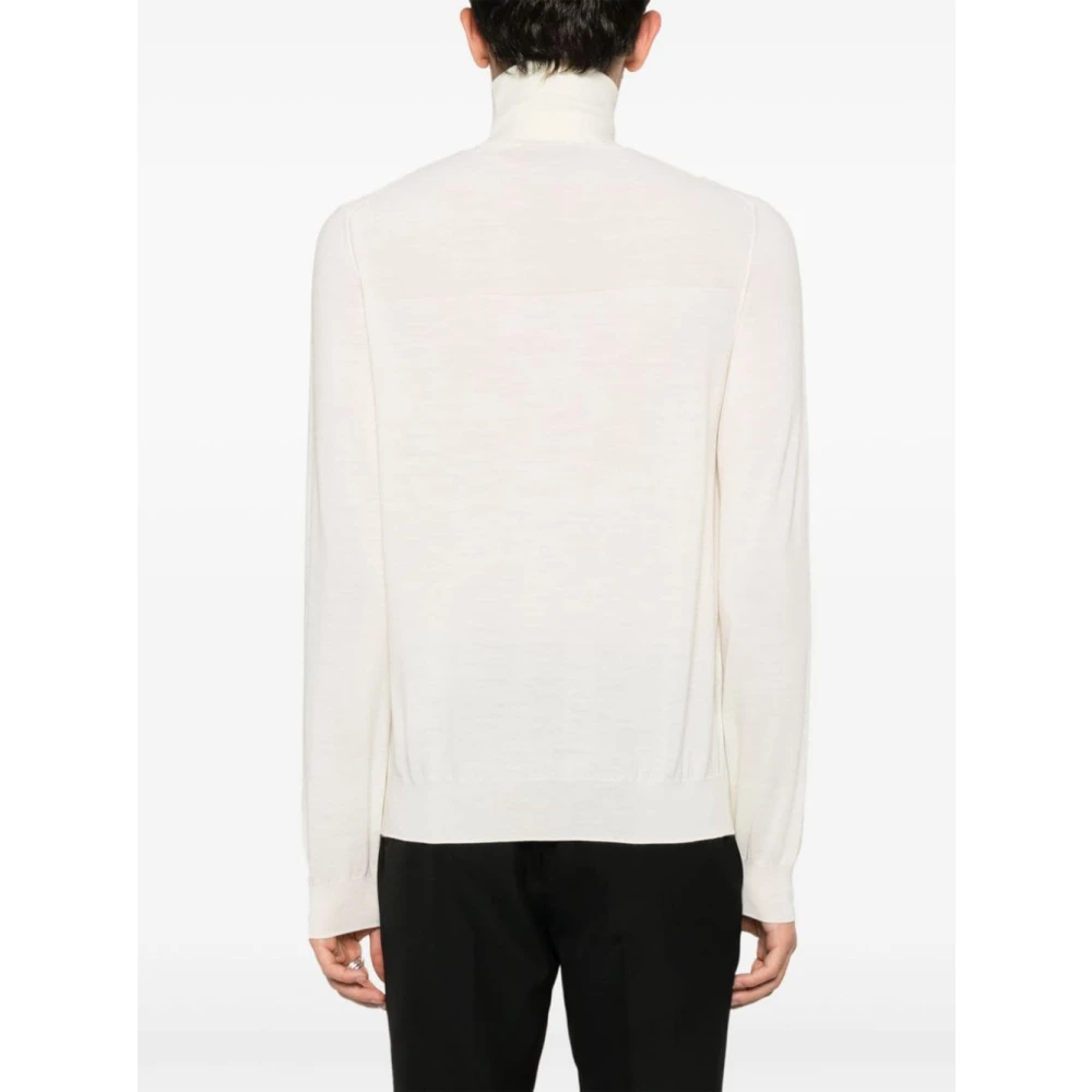 Jil Sander Grijze Wollen Trui Hoge Hals Beige Heren