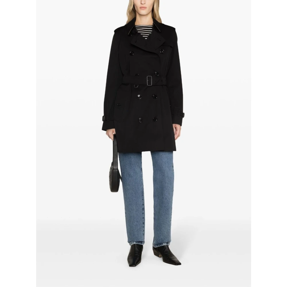 Burberry Zwarte Katoenen Gabardine Ulster Jas Black Dames