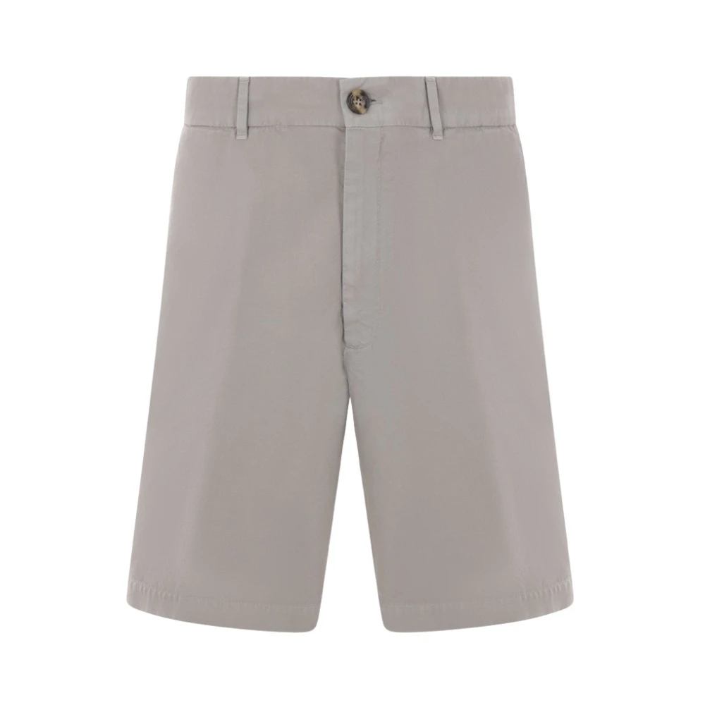 BRUNELLO CUCINELLI Grijze Katoenen Gabardine Shorts Beige Heren