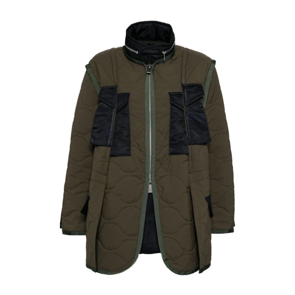 Sacai Gewatteerde Rip Stop Jas Green Dames