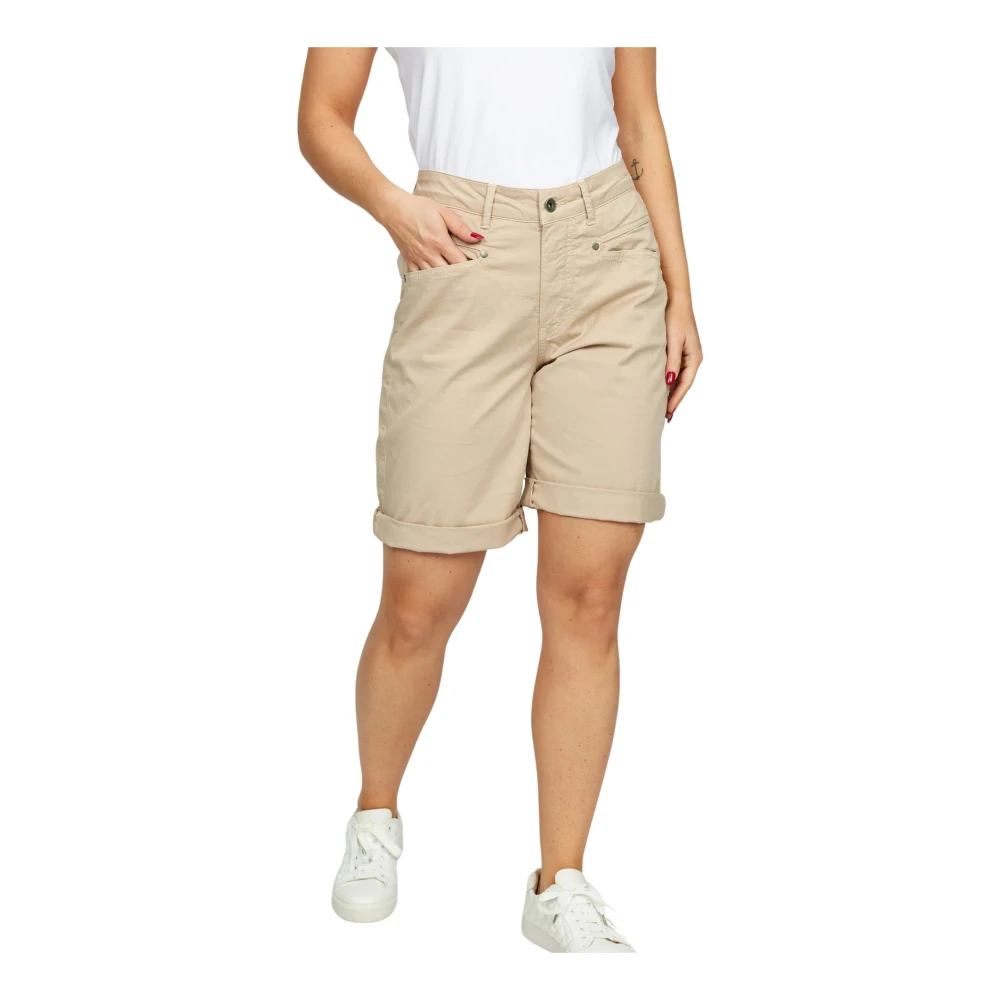 2-Biz Lätta, bekväma bomulls shorts Beige, Dam