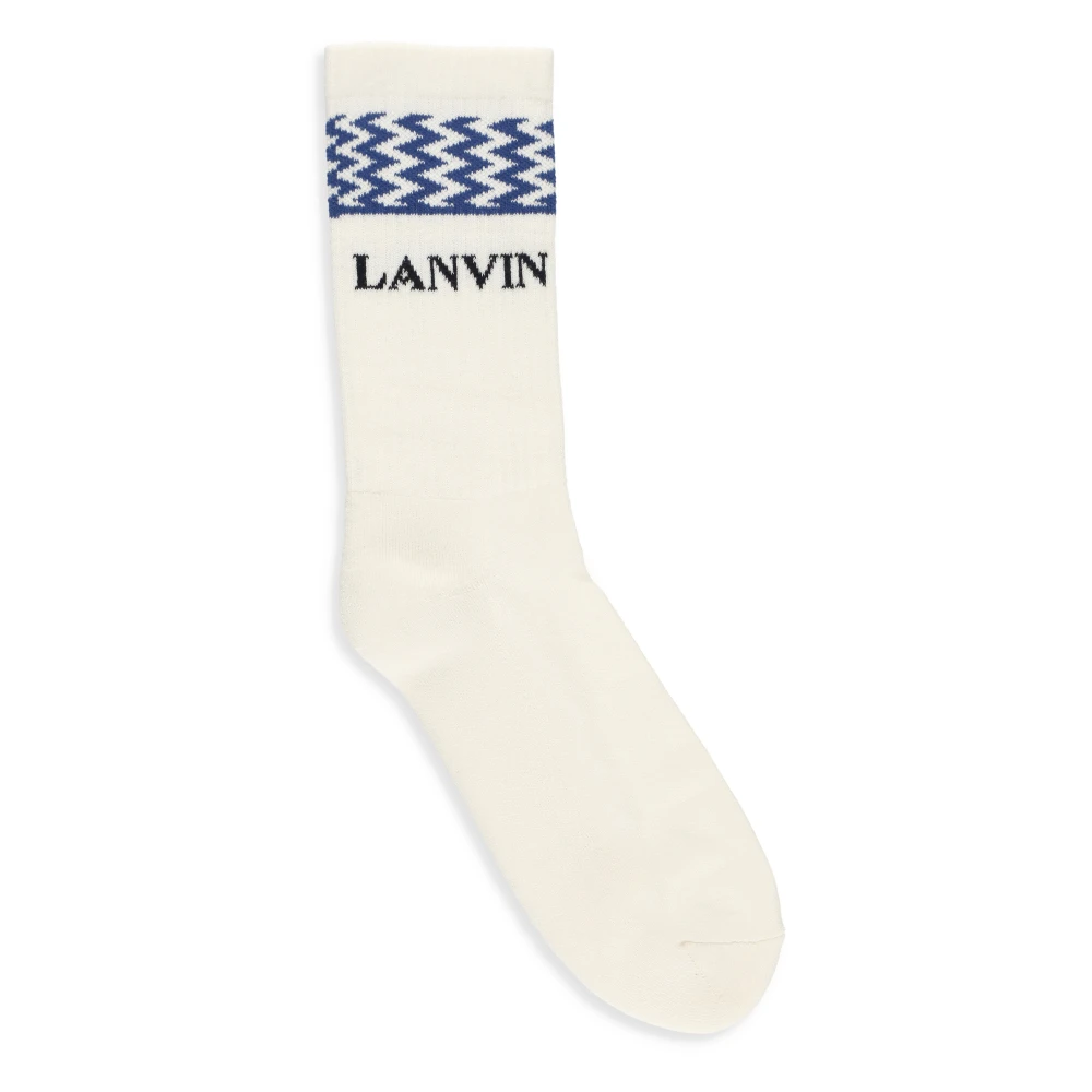Lanvin Ivoor Katoenen Sokken met Logodetail Beige Heren