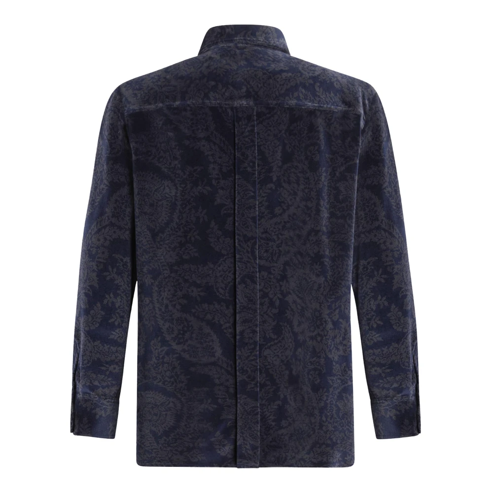 ETRO Blauwe Bloemen Paisley Overhemd Blue Heren