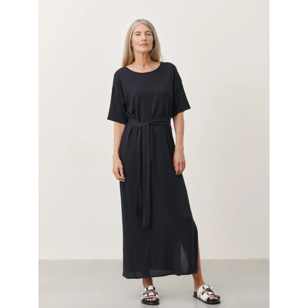 Jane Lushka Lang Gebreide Zwarte Jurk Black Dames