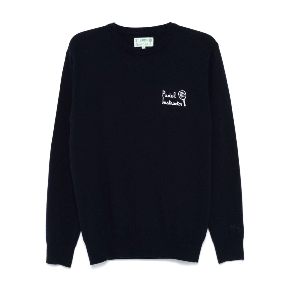 MC2 Saint Barth Blauwe Sweater met Padel Instructeur Borduursel Blue Heren