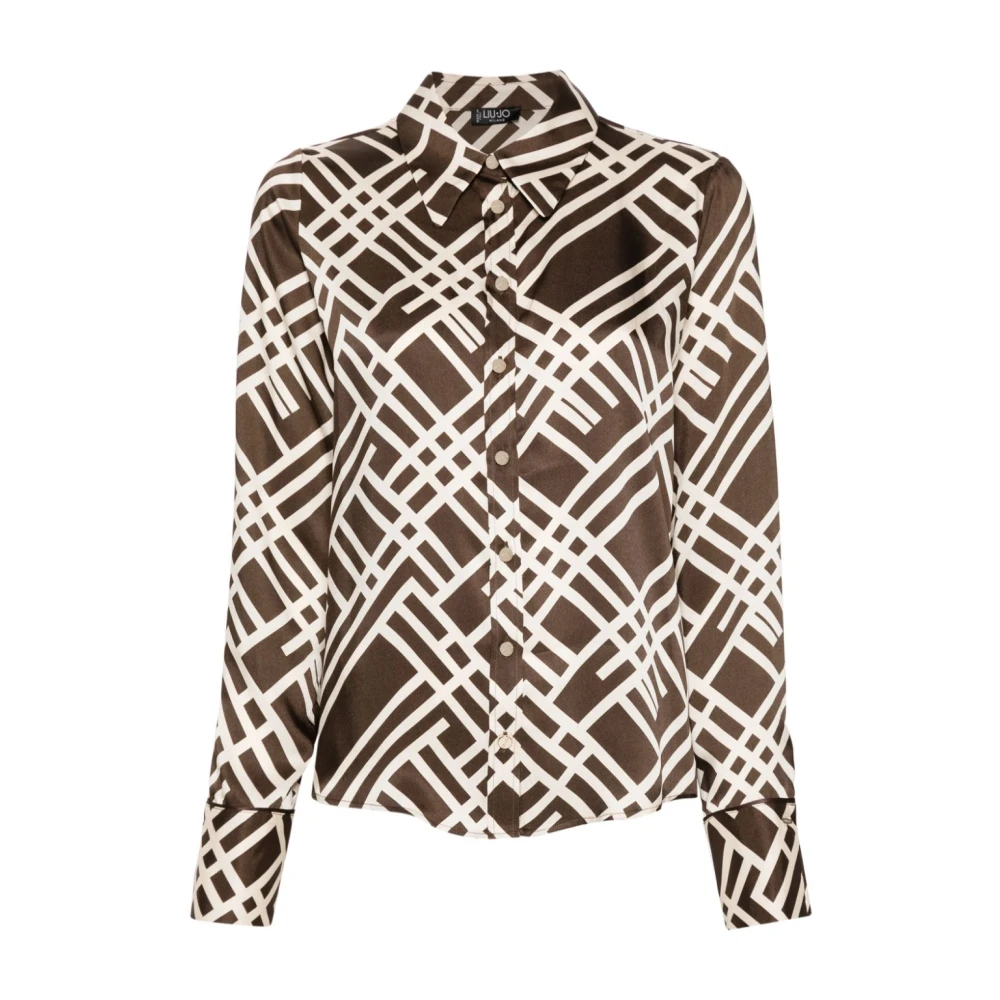 Liu Jo Geometrisch Patroon Bruine Overhemd Brown Dames