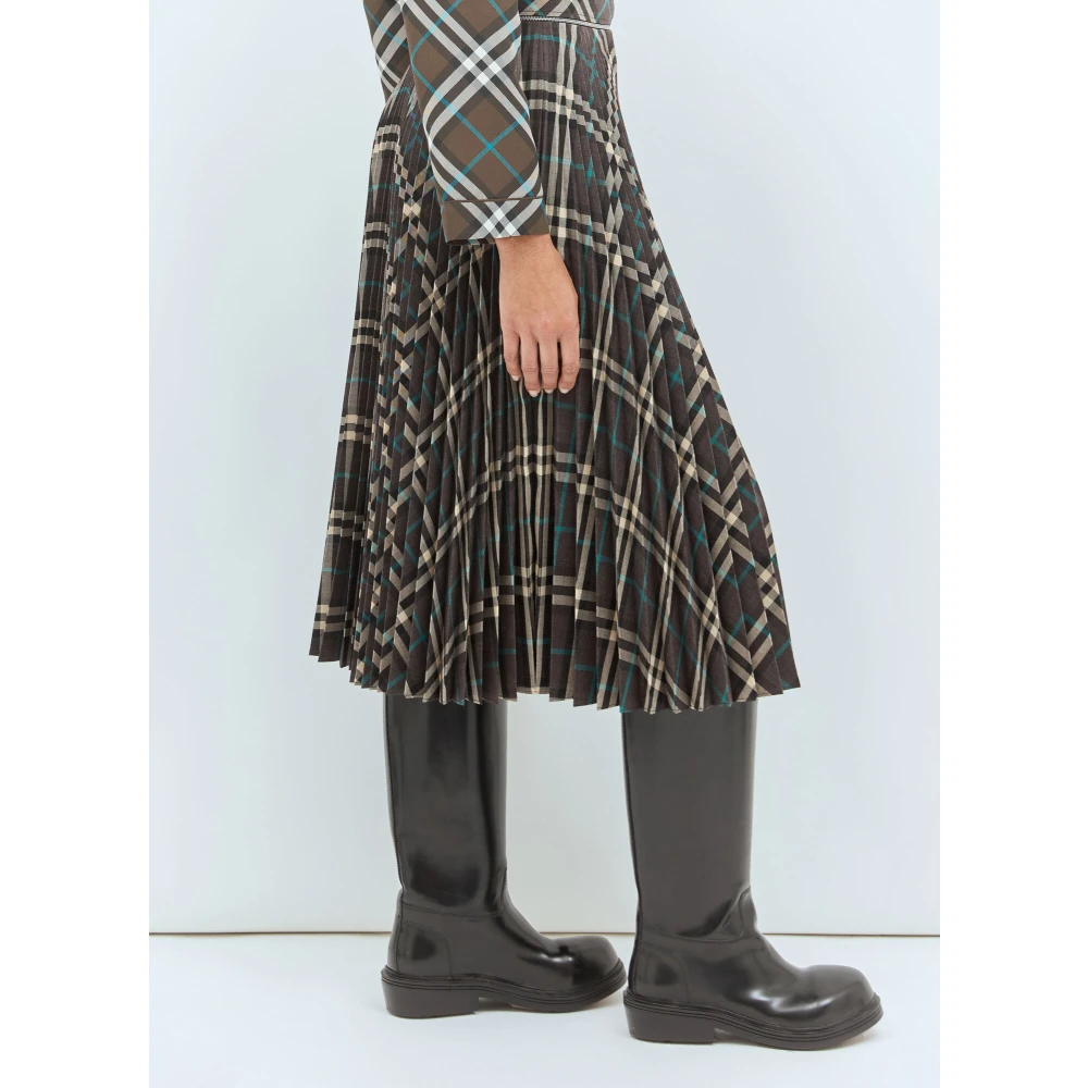 Burberry Geruite Plooirok van Wolmix Multicolor Dames