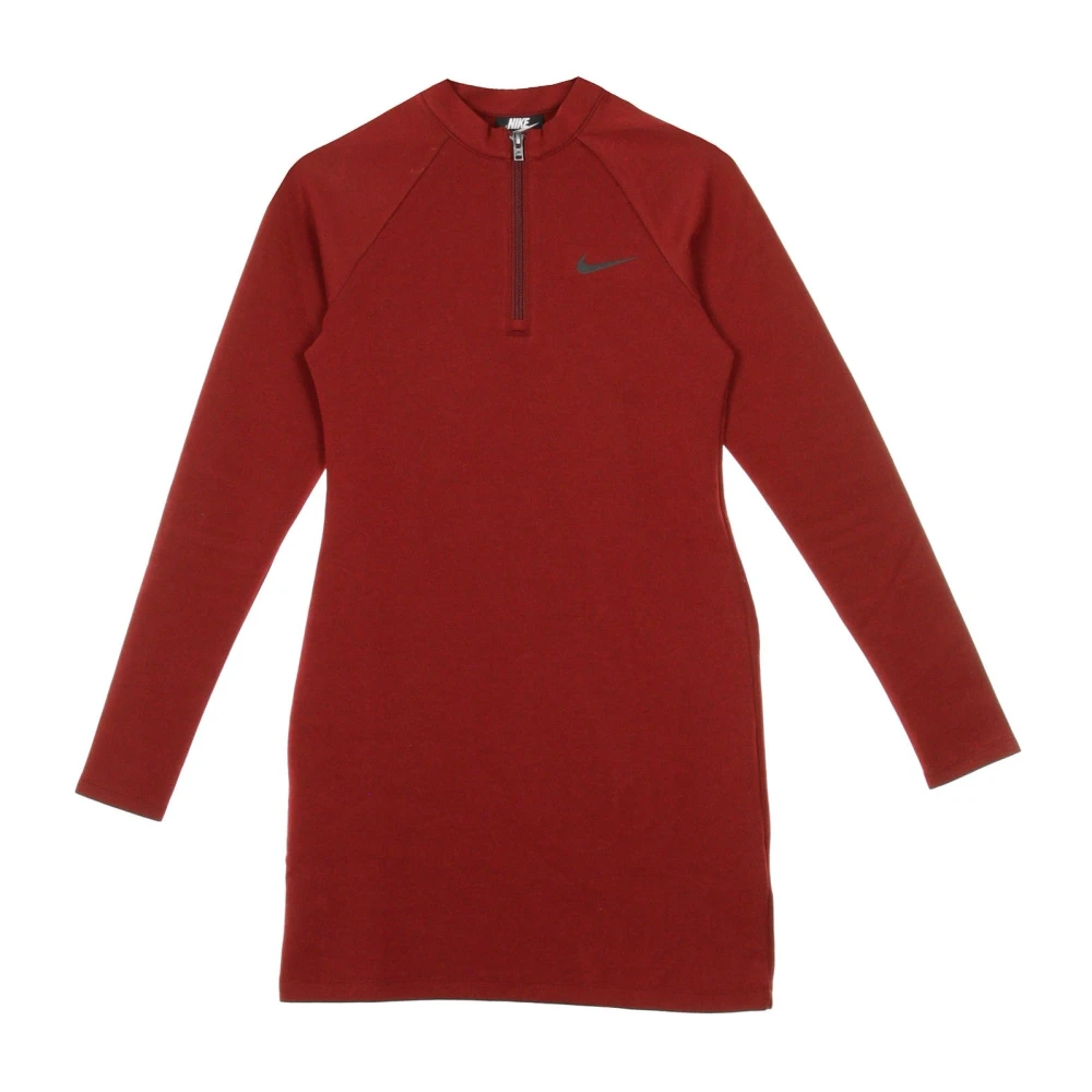 Nike Rood Zwart Jurk met lange mouwen Red Dames