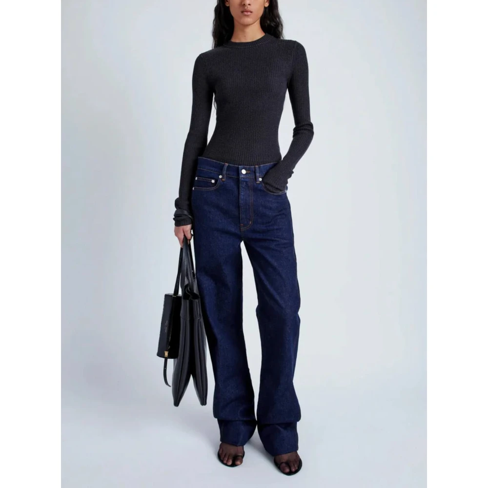 Proenza Schouler Ribgebreide trui met knoopdoek Gray Dames