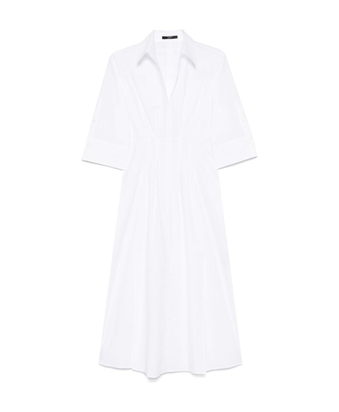 witte-plooi-detail-jurk-met-geknoopte-manchetten