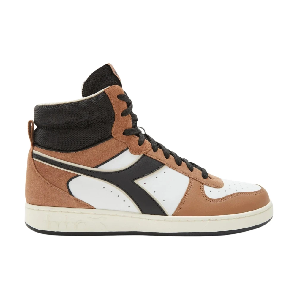 Diadora Men's White Suede High Top Sporty Sneakers