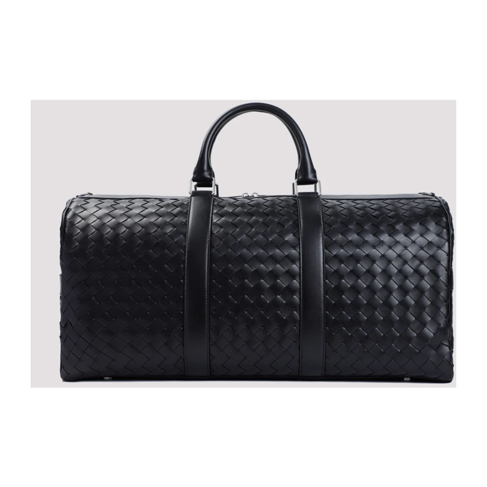 Bottega Veneta Zwarte Kalfsleren Duffle Tas Black Heren