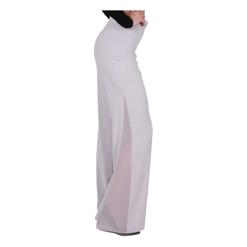 Elisabetta Franchi Elegant Crêpe Pak met Lange Jas en Wijde Broek Gray Dames