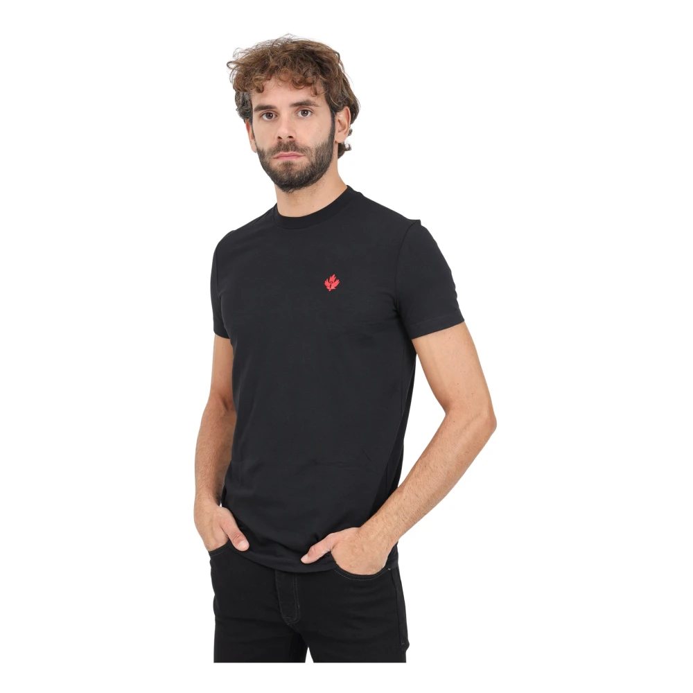 Dsquared2 Zwarte T-shirt met korte mouwen en borduursel Black Heren
