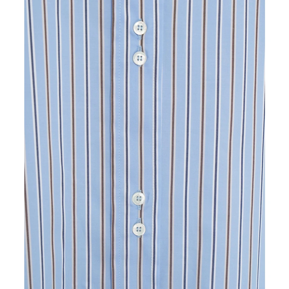 Ottod'Ame Blauw Gestreepte Blouse Chic Knoopsluiting Blue Dames