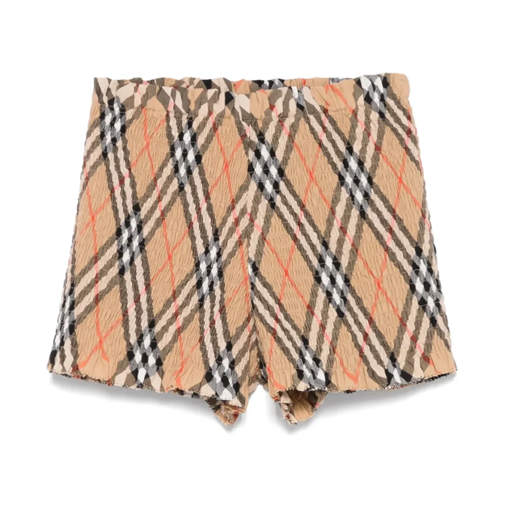 Burberry Rutiga Shorts med Krullande Detaljer Brown, Flicka