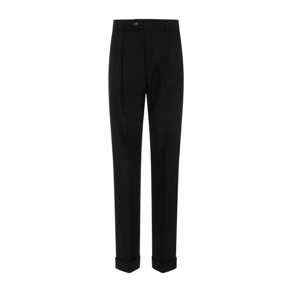 SPORTMAX Zwarte wollen broek met omslagzoom Black Dames