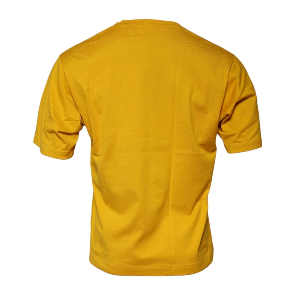 Dolce & Gabbana Donkergele Logo Crew Neck T-shirt Yellow Heren
