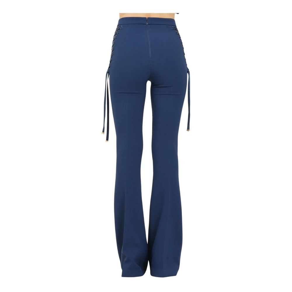 Elisabetta Franchi Blauwe Elegante Broek met Zijveters Blue Dames