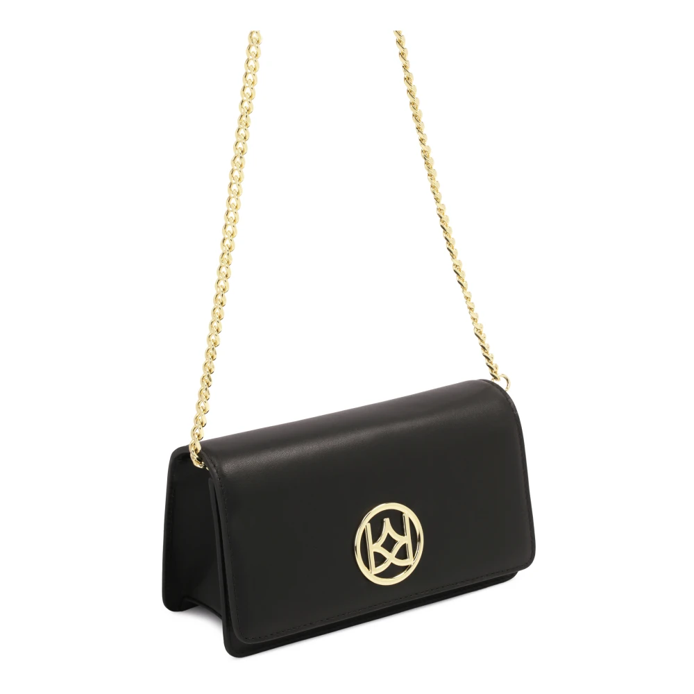 Kazar Kleine zwarte messenger tas gemaakt van graanleer Black Dames