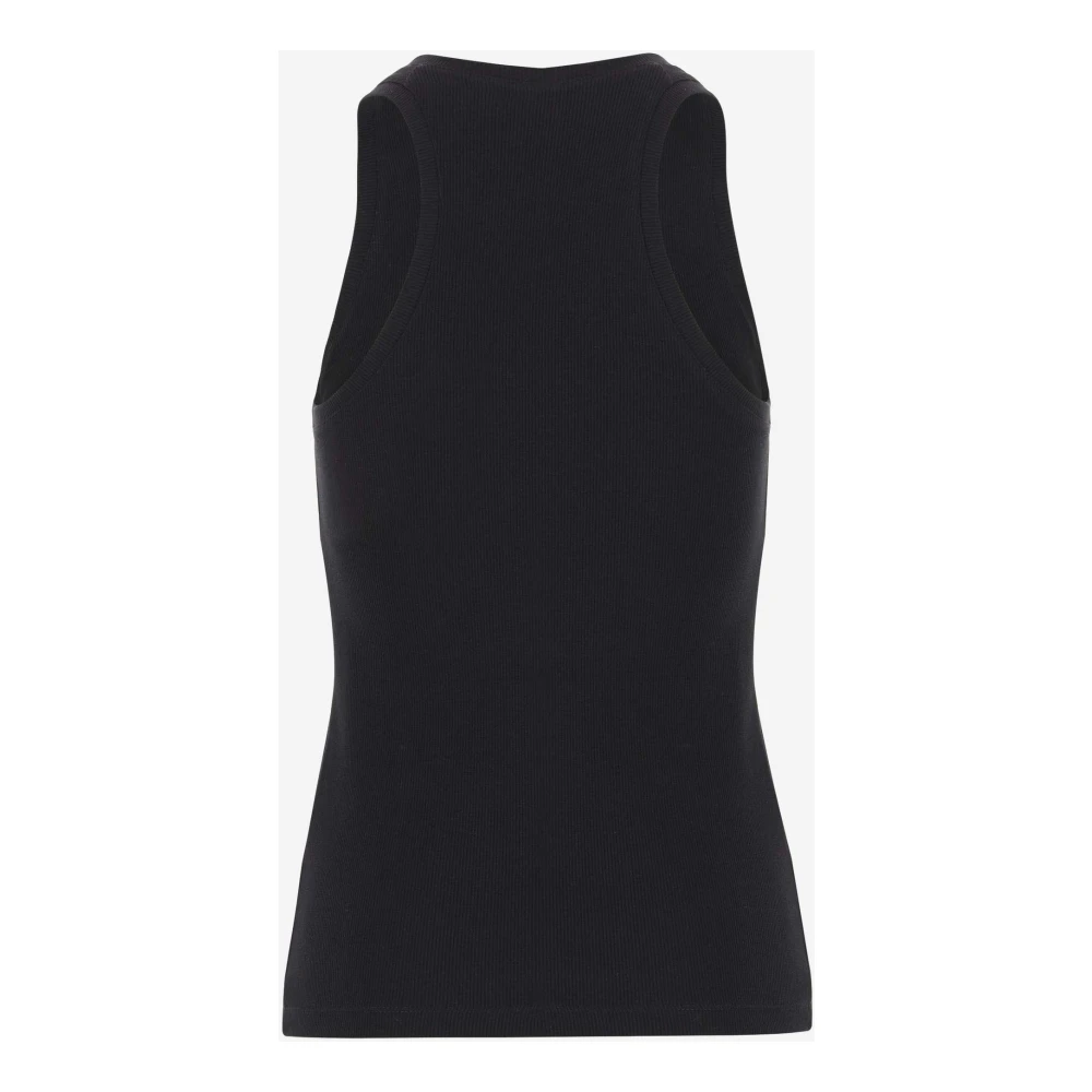 pinko Stretch Katoen Crew Neck Mouwloze Top Black Dames