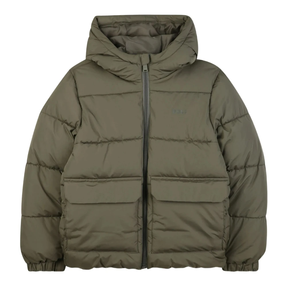 Hugo Boys Green Quilted Coat With Hood - Winter Jackets - 4 Y - Kids