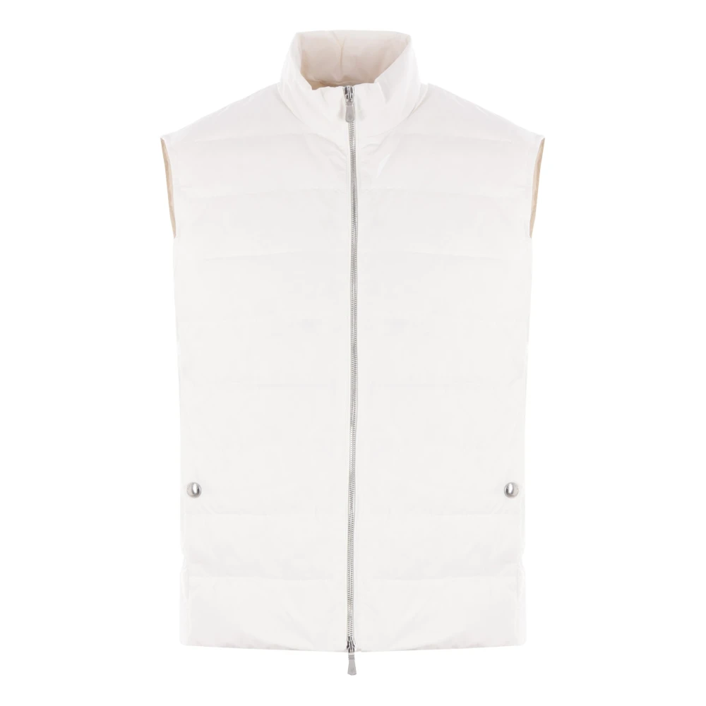 Eleventy Witte Technische Katoenen Mouwloze Jas White Heren