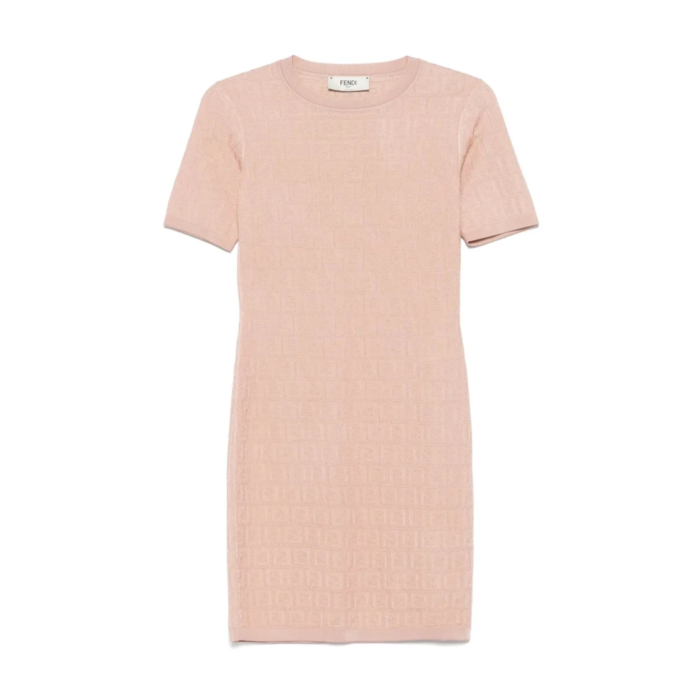 Fendi Women's Pink Lace Ff Knit Dress - Short Dresses - Xs - Dresses