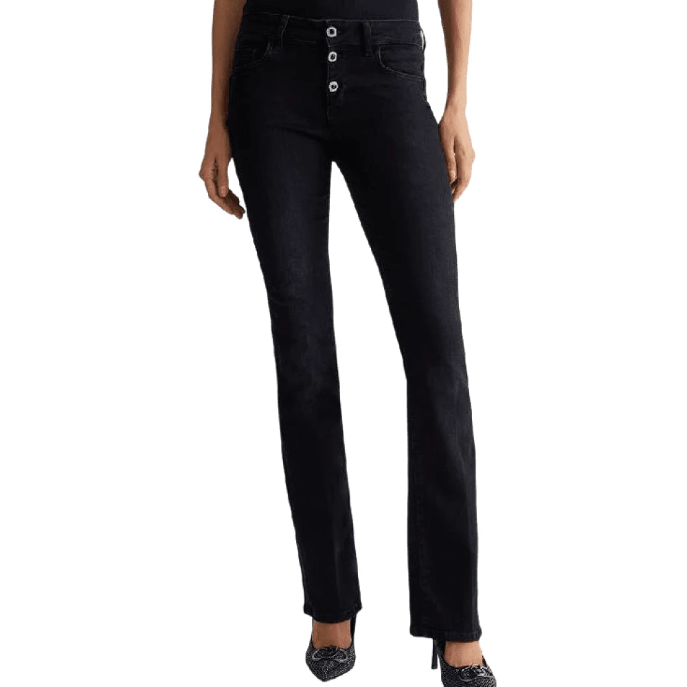 Liu Jo Denim Stretch Slim Jeans Bottom Up Black Dames